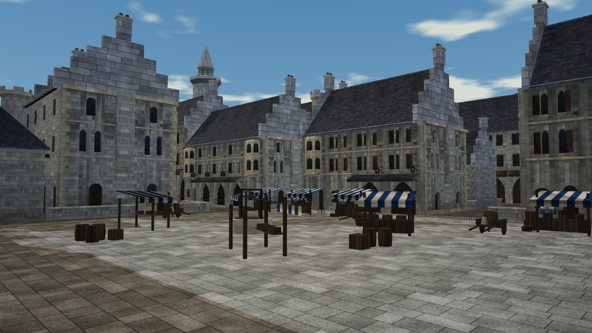 Market stalls in the heart of Caerdun.