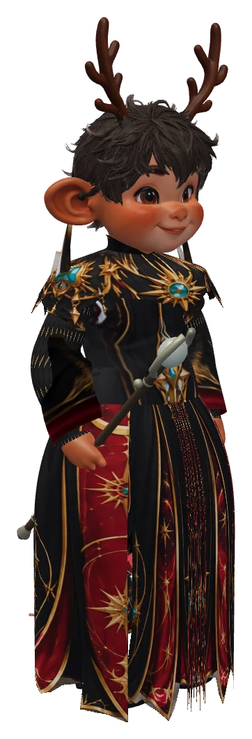 A Nym Black Mage with a staff.