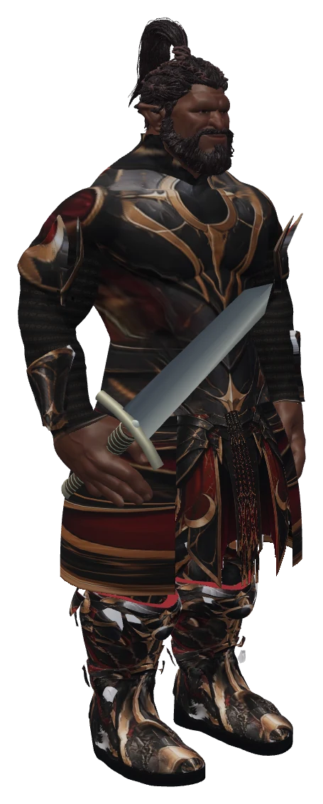 A Karrog Dark Knight with a greatsword drawn.