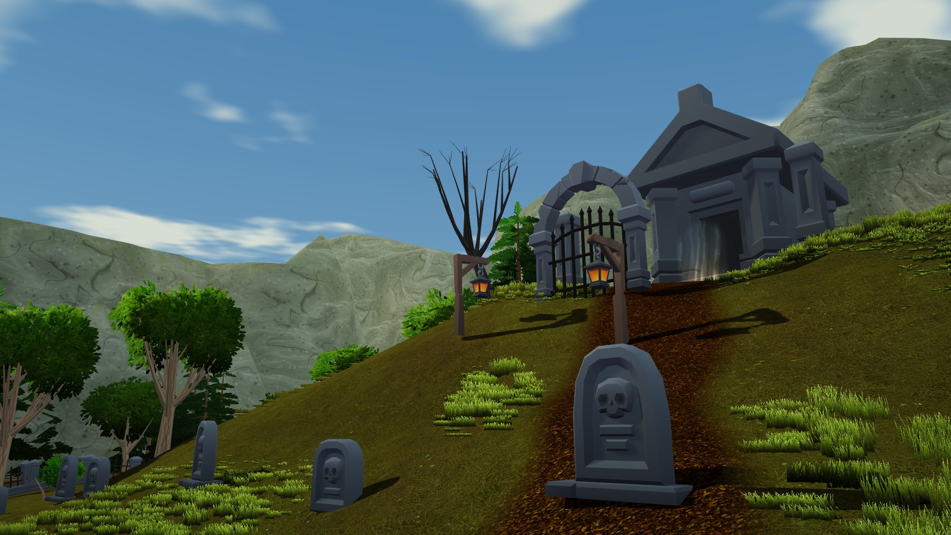 Gravestones before the Mausoleum's doors.