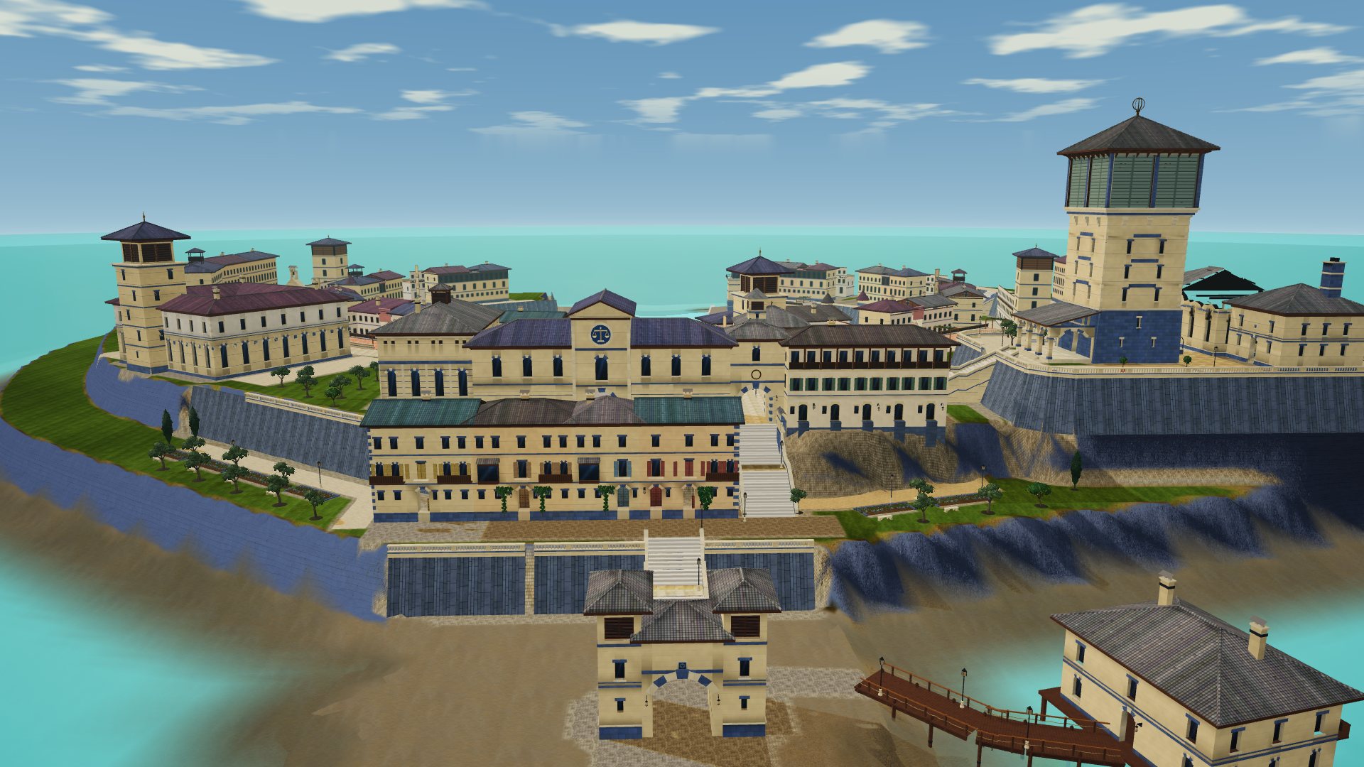 The island city of Moonmere and its harbour.
